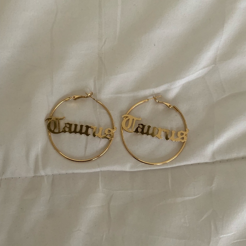 Taurus gold hoop earring